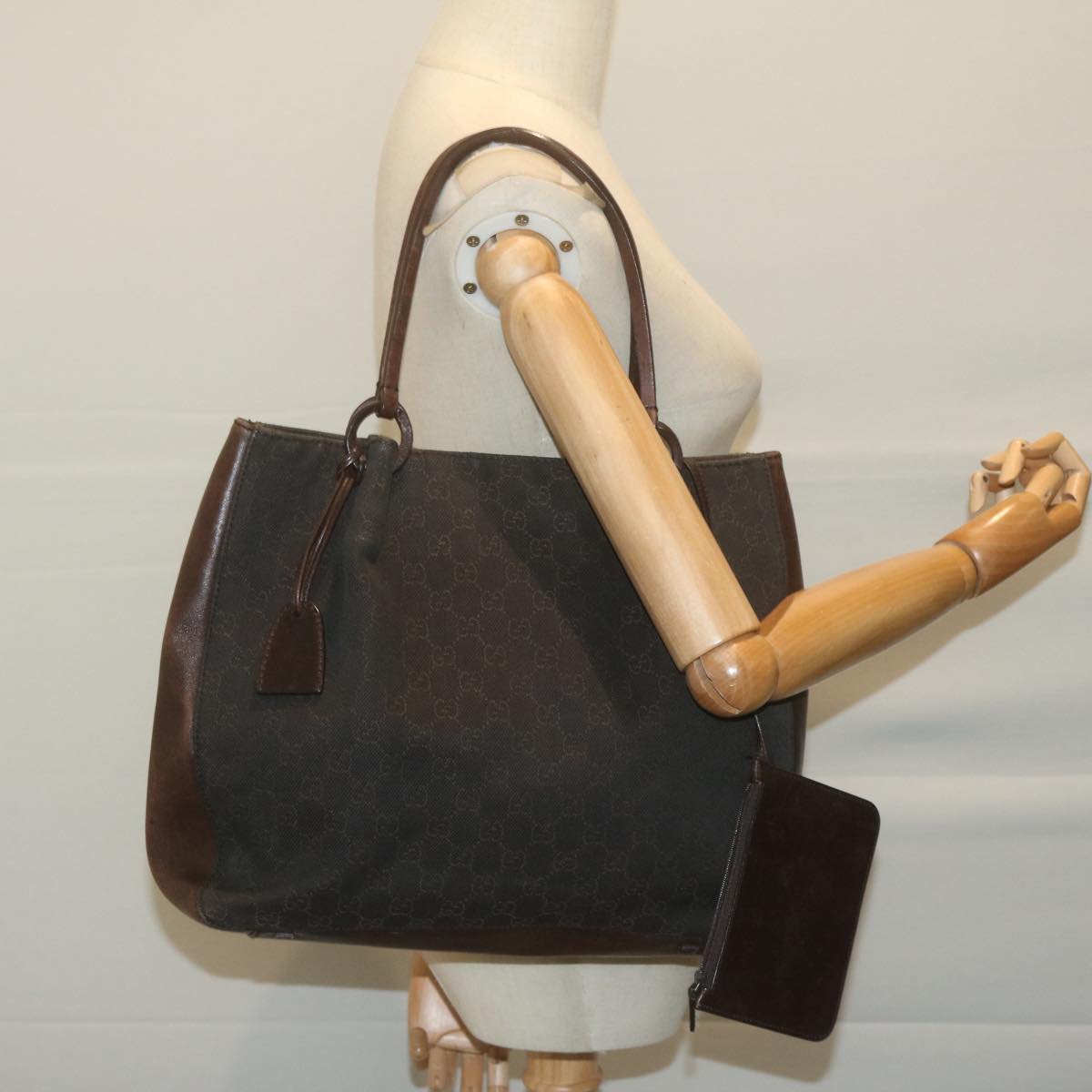 GUCCI GG Canvas Hand Bag Brown 101920 Auth 65958