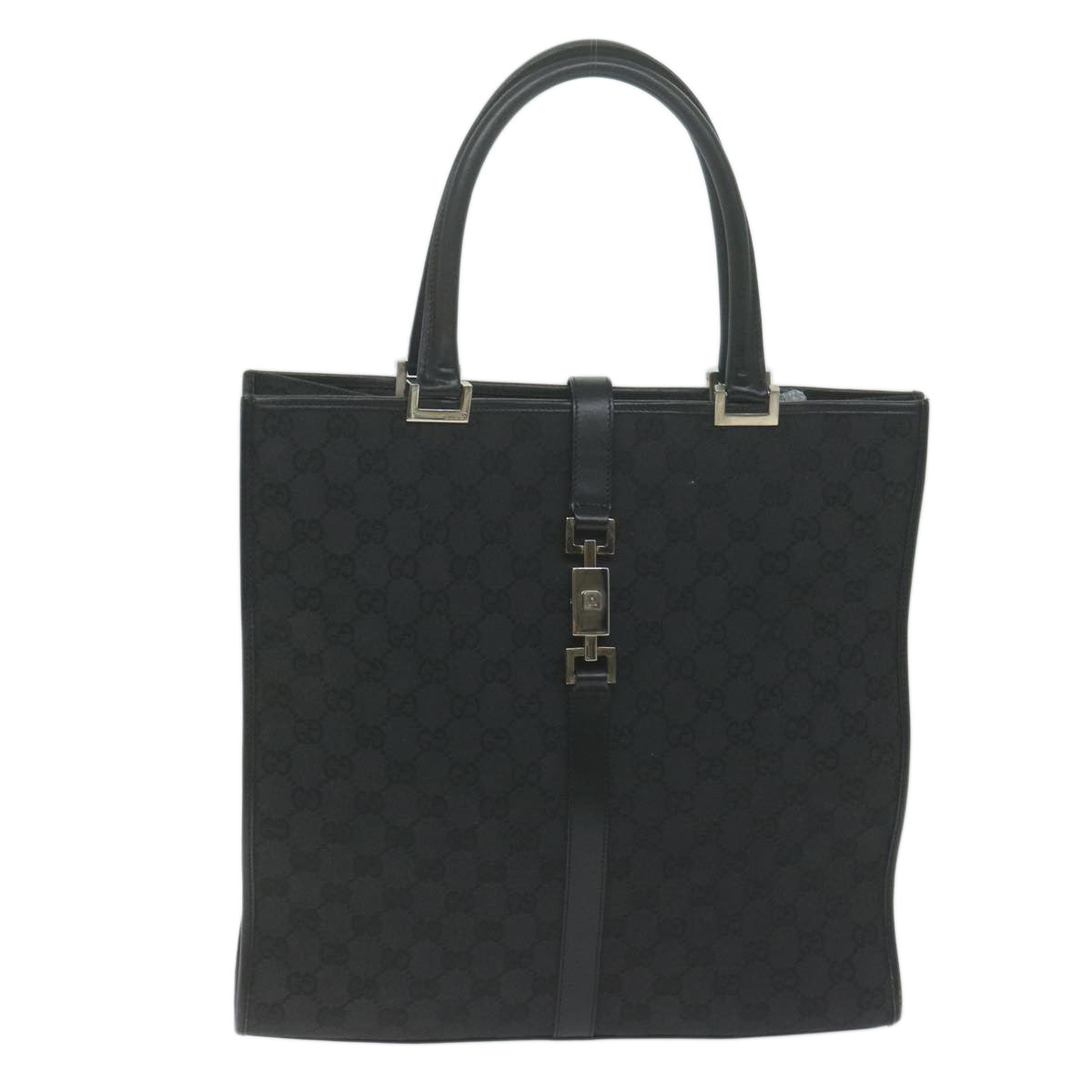 GUCCI Jackie GG Canvas Hand Bag Black 002 1064 1669 Auth 65997