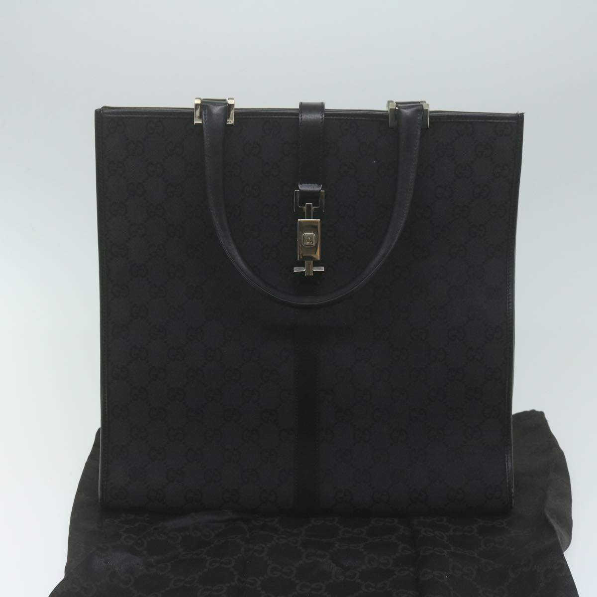 GUCCI Jackie GG Canvas Hand Bag Black 002 1064 1669 Auth 65997