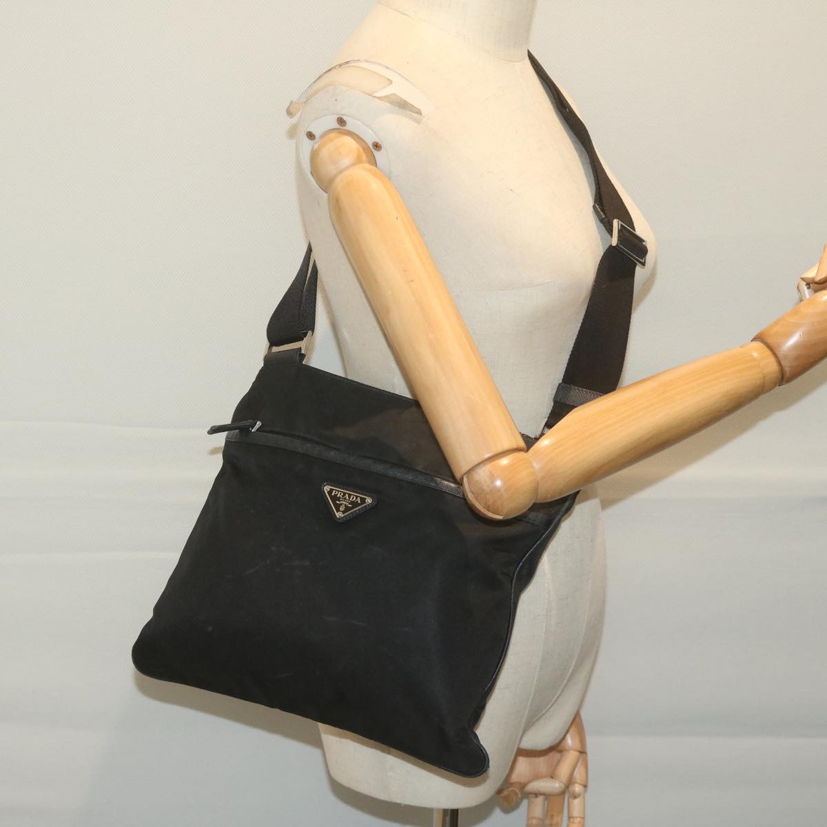 PRADA Shoulder Bag Nylon Black Auth 66044