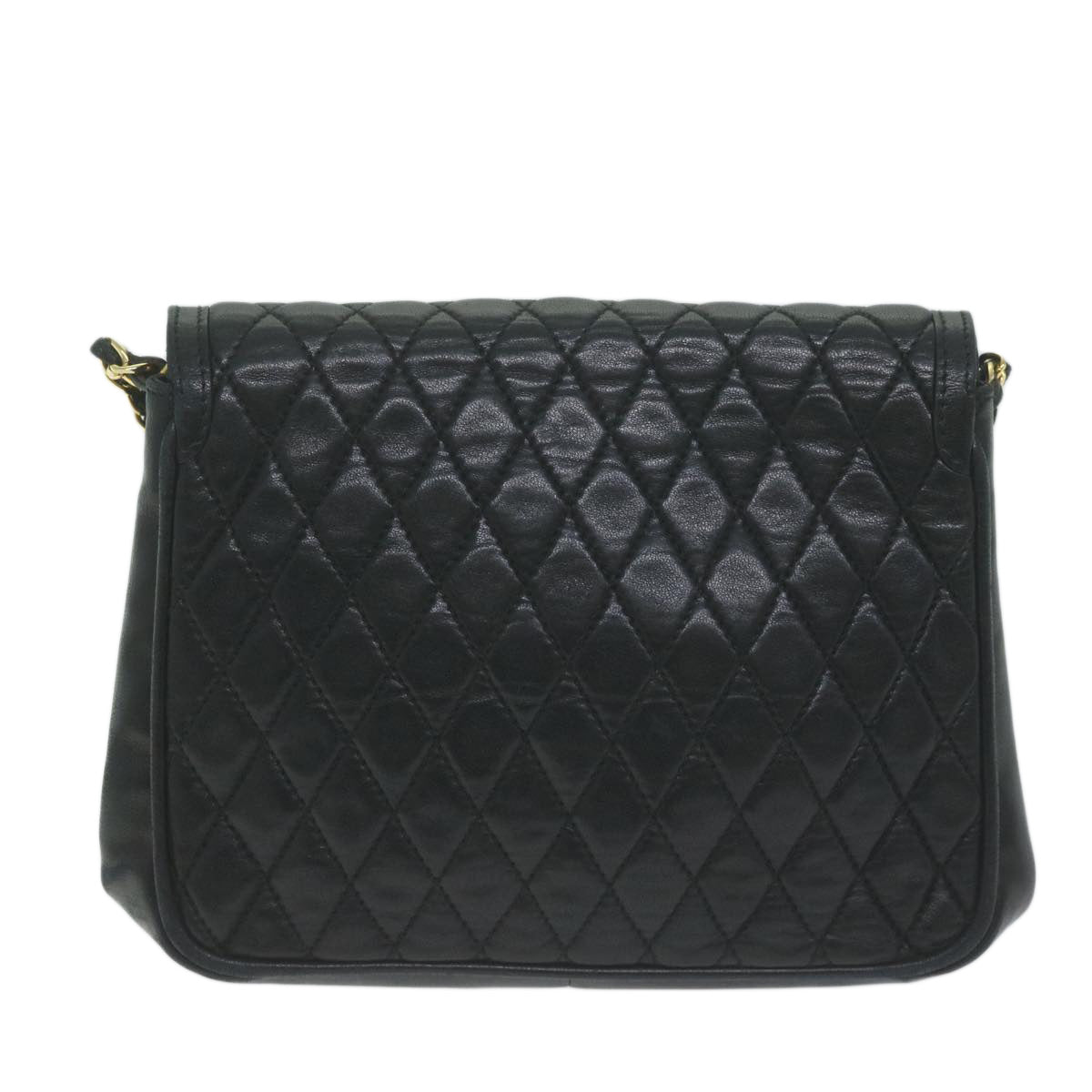 BALLY Quilted Chain Shoulder Bag Leather Black Auth 66071