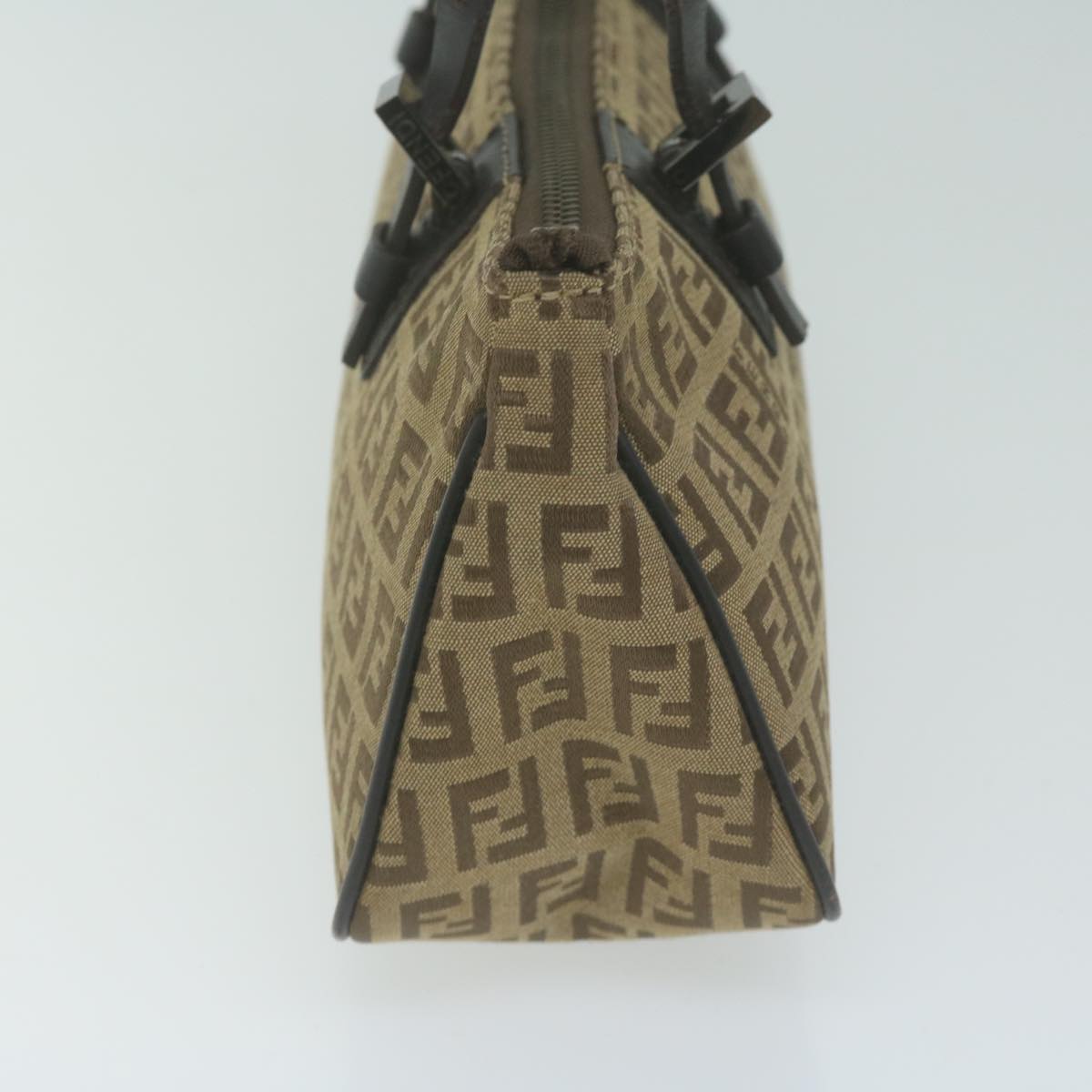 FENDI Zucchino Canvas Hand Bag Beige Auth 66080