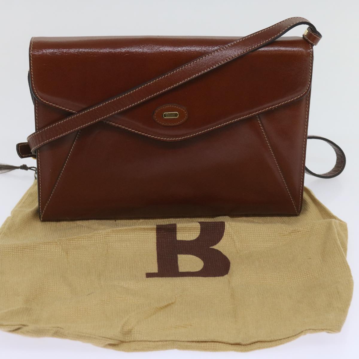 BALLY Shoulder Bag Leather Brown Auth 66086