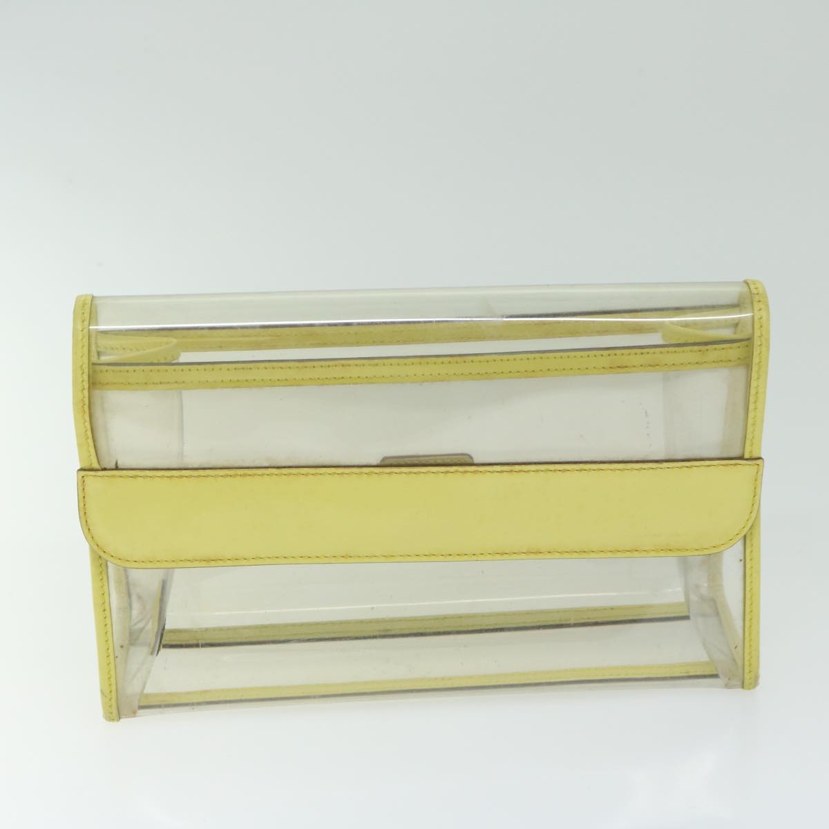 GUCCI Clutch Bag Vinyl Leather Clear Yellow Auth 66169