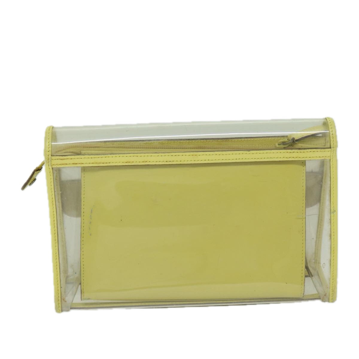 GUCCI Clutch Bag Vinyl Leather Clear Yellow Auth 66169