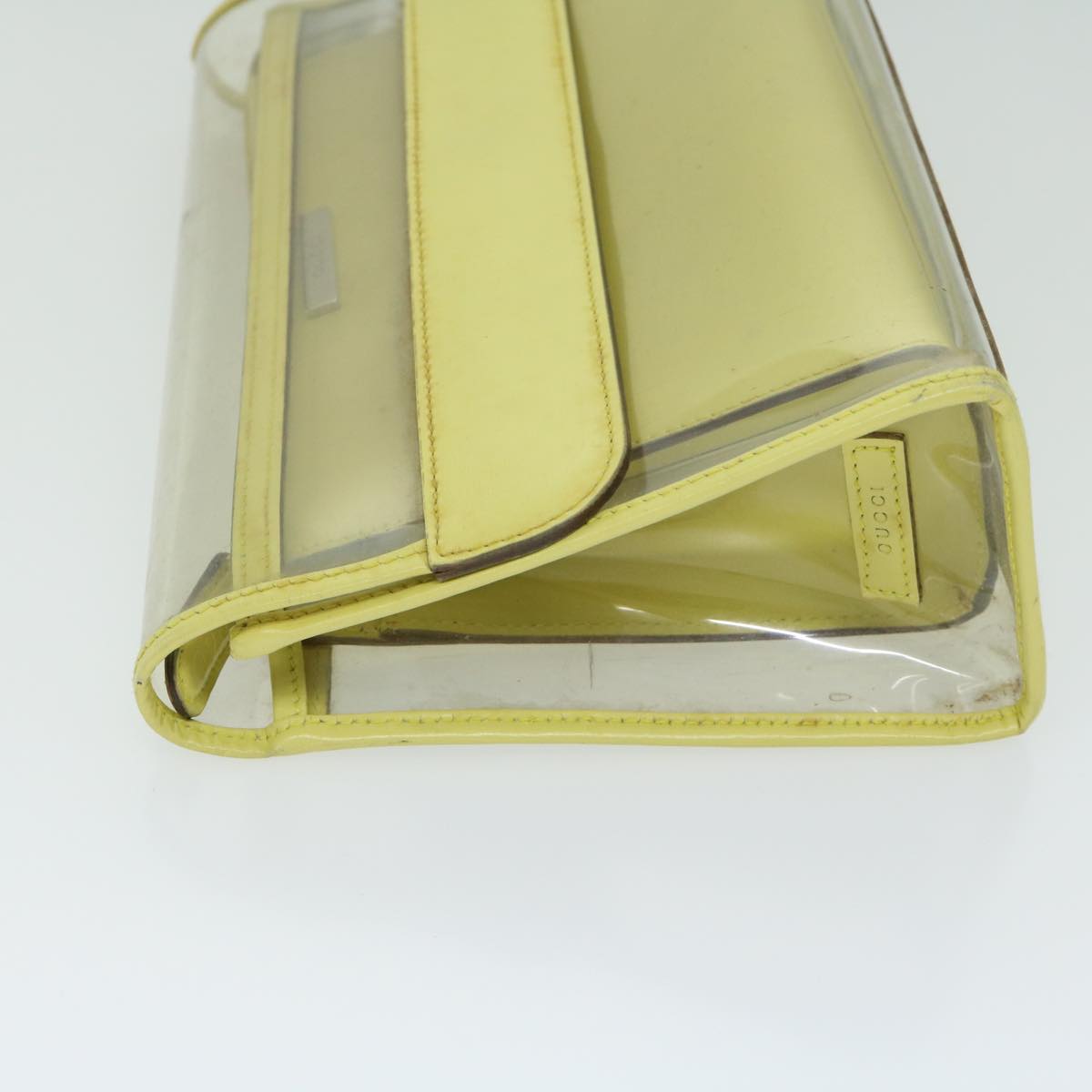 GUCCI Clutch Bag Vinyl Leather Clear Yellow Auth 66169