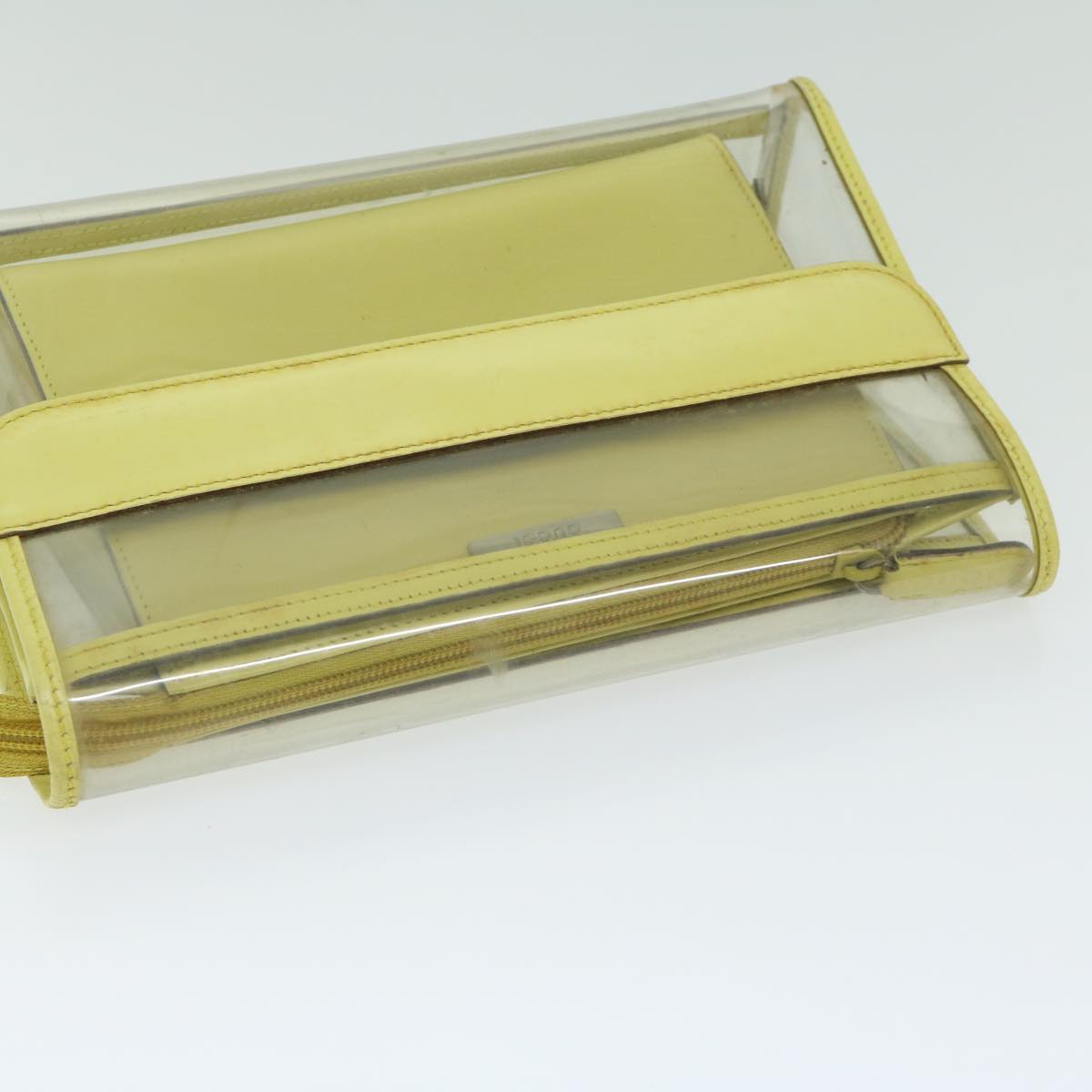 GUCCI Clutch Bag Vinyl Leather Clear Yellow Auth 66169