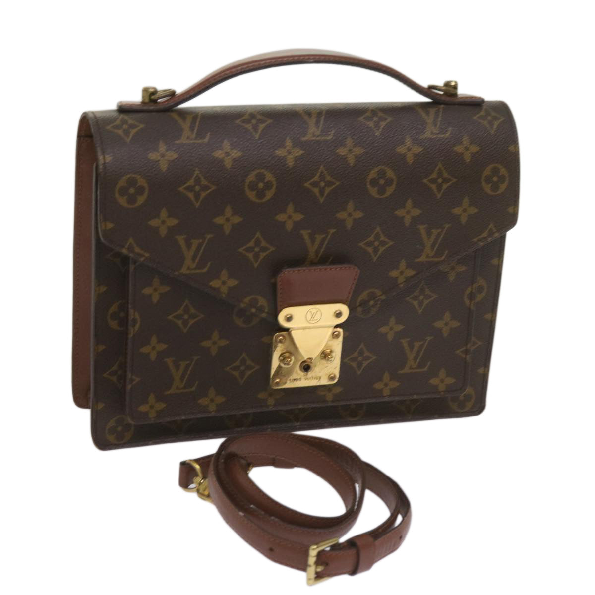 LOUIS VUITTON Monogram Monceau 28 Hand Bag 2way M51185 LV Auth 66173