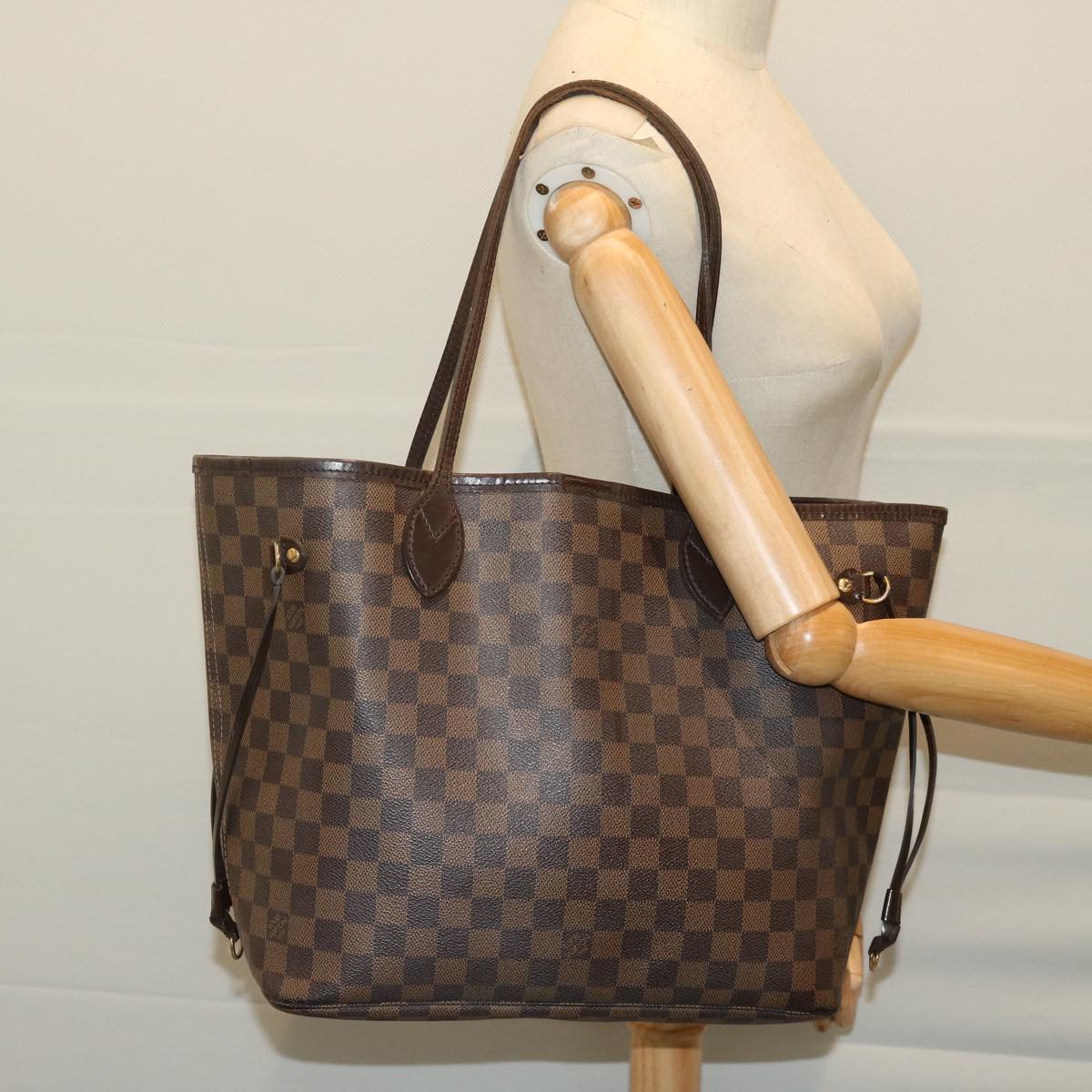 LOUIS VUITTON Damier Ebene Neverfull MM Tote Bag N51105 LV Auth 66203