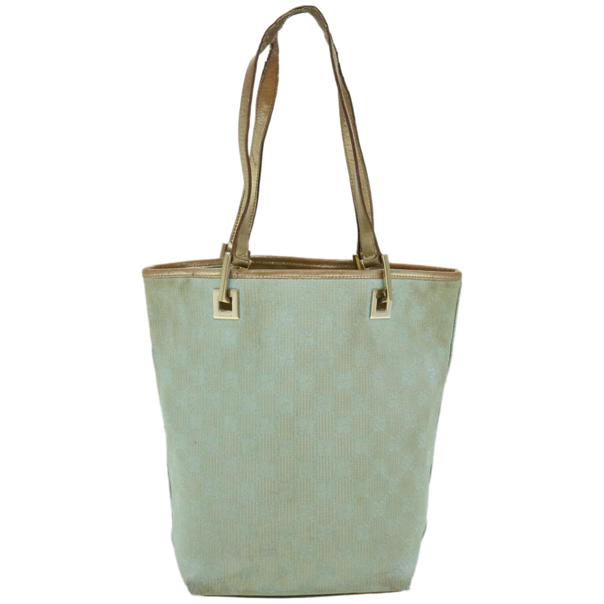 GUCCI GG Canvas Hand Bag Light Blue Gold Auth 66219