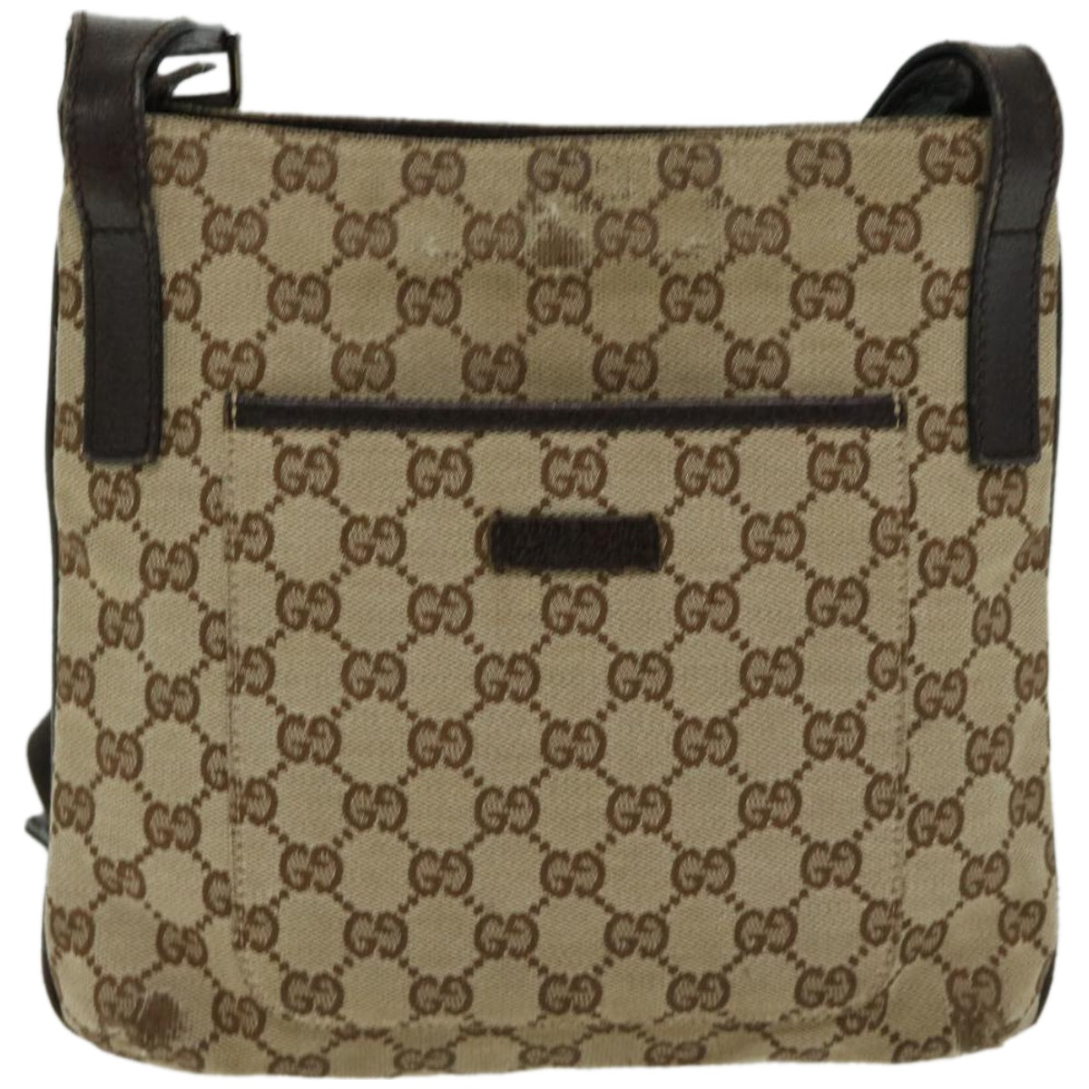 GUCCI GG Canvas Shoulder Bag Beige Brown Auth 66220