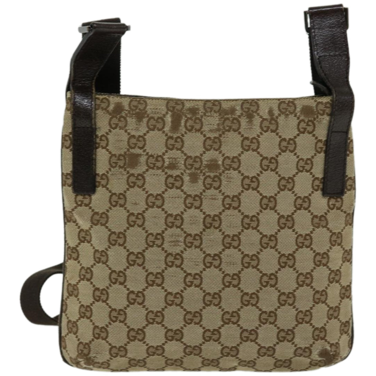 GUCCI GG Canvas Shoulder Bag Beige Brown Auth 66220