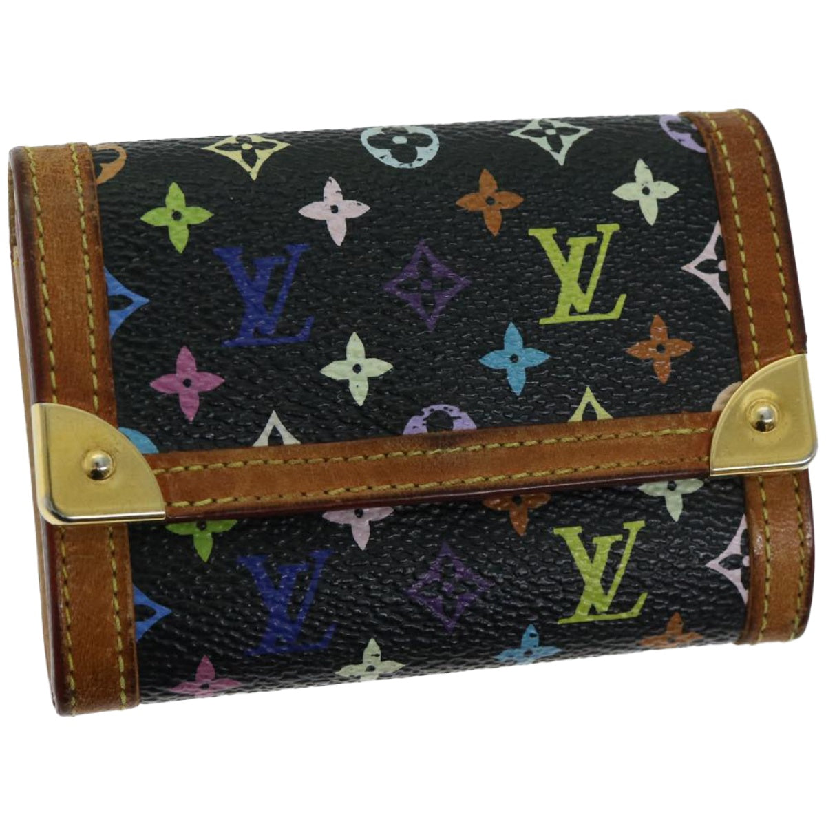 LOUIS VUITTON Monogram Multicolor Porte Monnaie Plat Purse M92656 LV Auth 66263