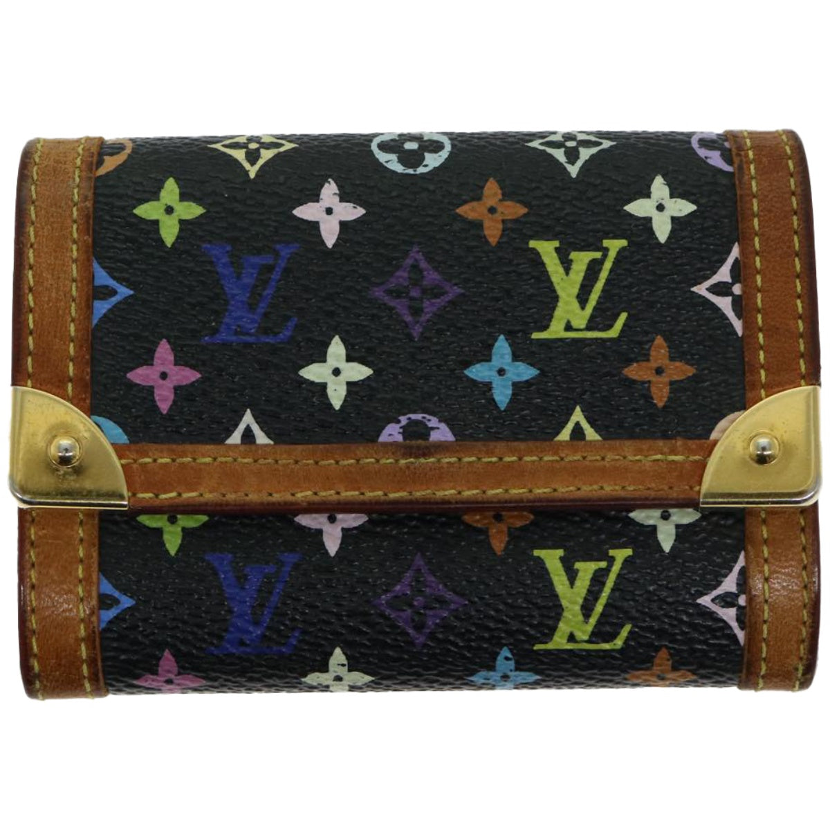 LOUIS VUITTON Monogram Multicolor Porte Monnaie Plat Purse M92656 LV Auth 66263