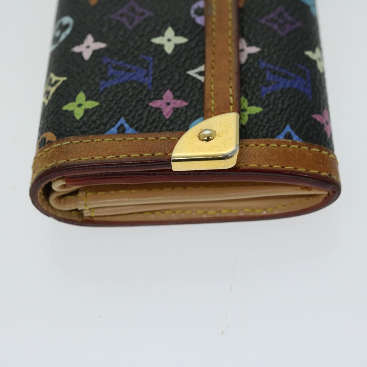 LOUIS VUITTON Monogram Multicolor Porte Monnaie Plat Purse M92656 LV Auth 66263