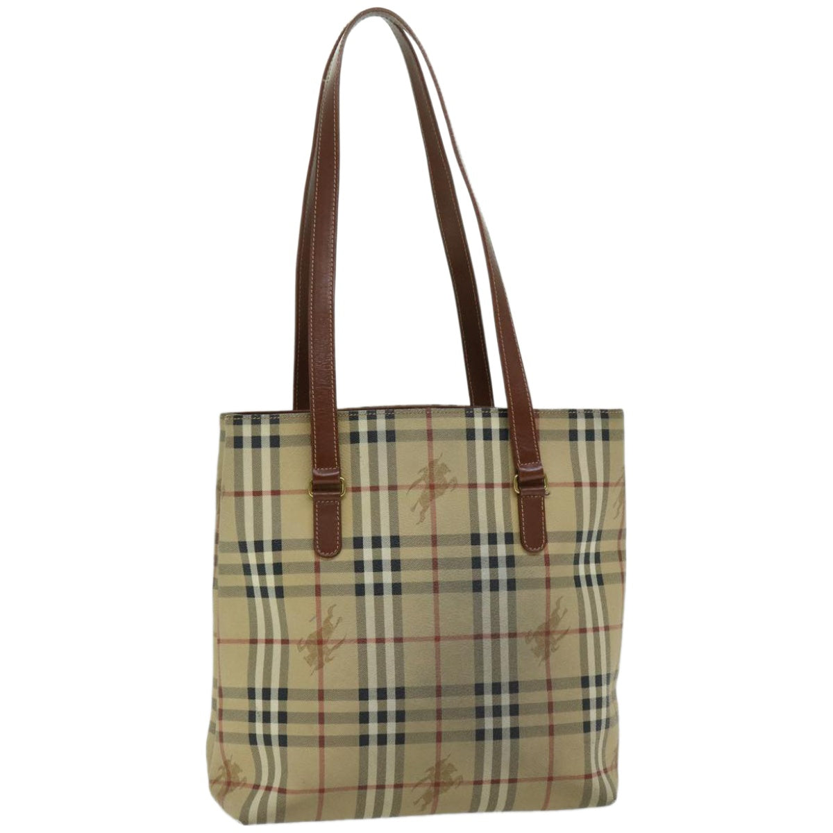 BURBERRY Nova Check Tote Bag PVC Beige Auth 66284