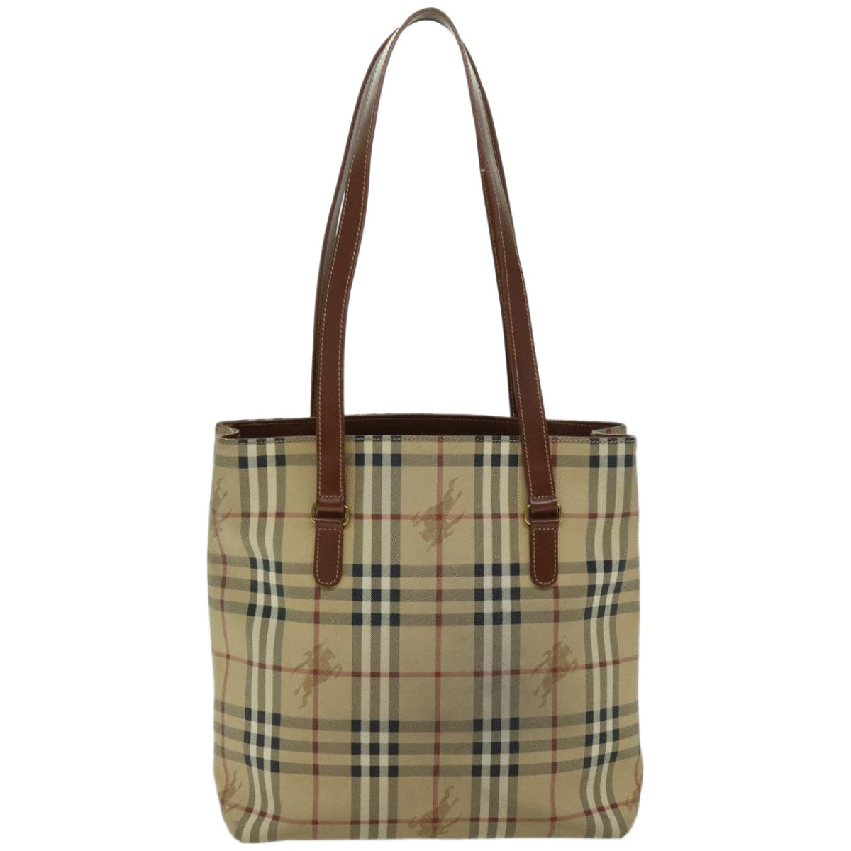 BURBERRY Nova Check Tote Bag PVC Beige Auth 66284