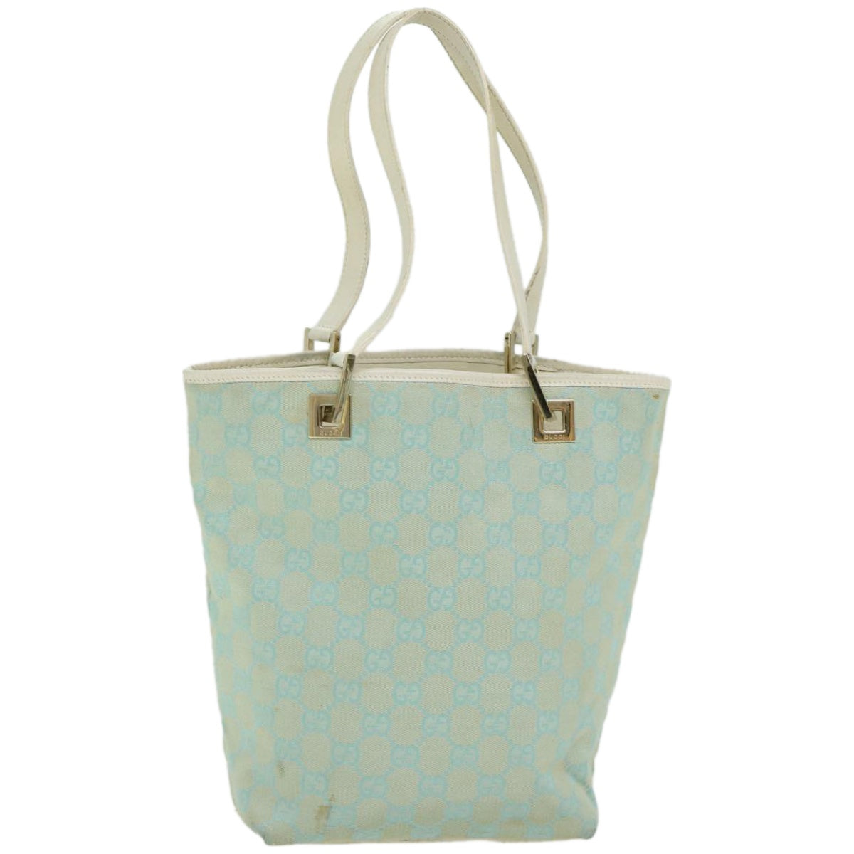 GUCCI GG Canvas Hand Bag Light Blue White Auth 66303