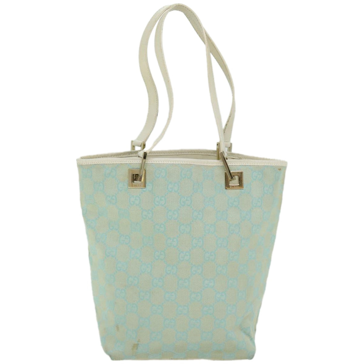 GUCCI GG Canvas Hand Bag Light Blue White Auth 66303