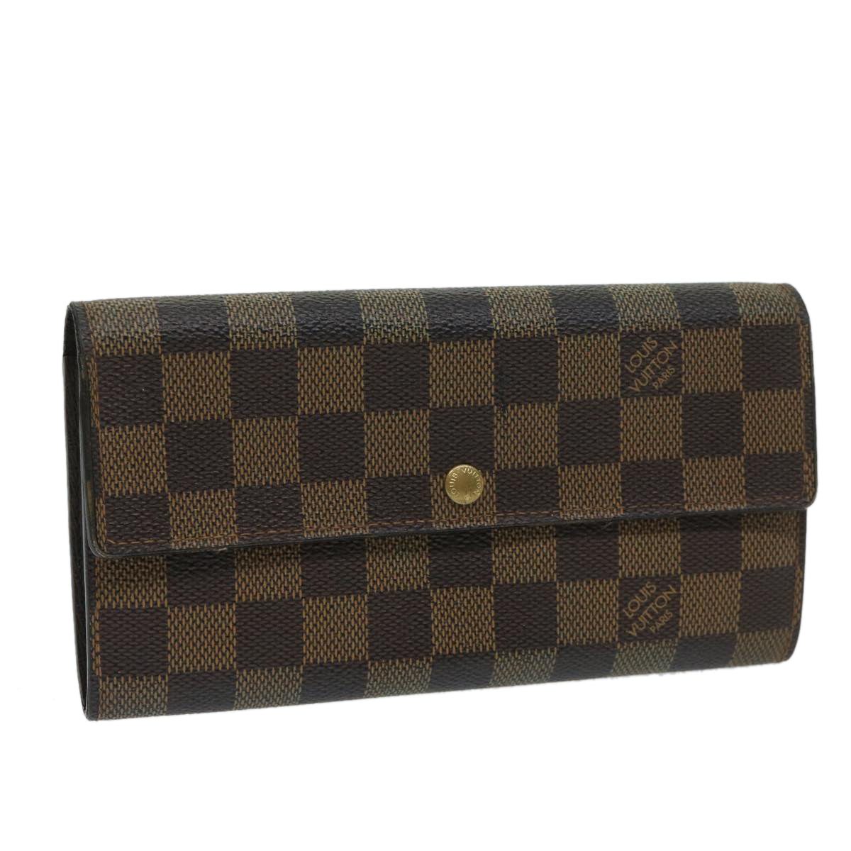 LOUIS VUITTON Damier Ebene Portefeuille Sarah Long Wallet N61734 LV Auth 66317