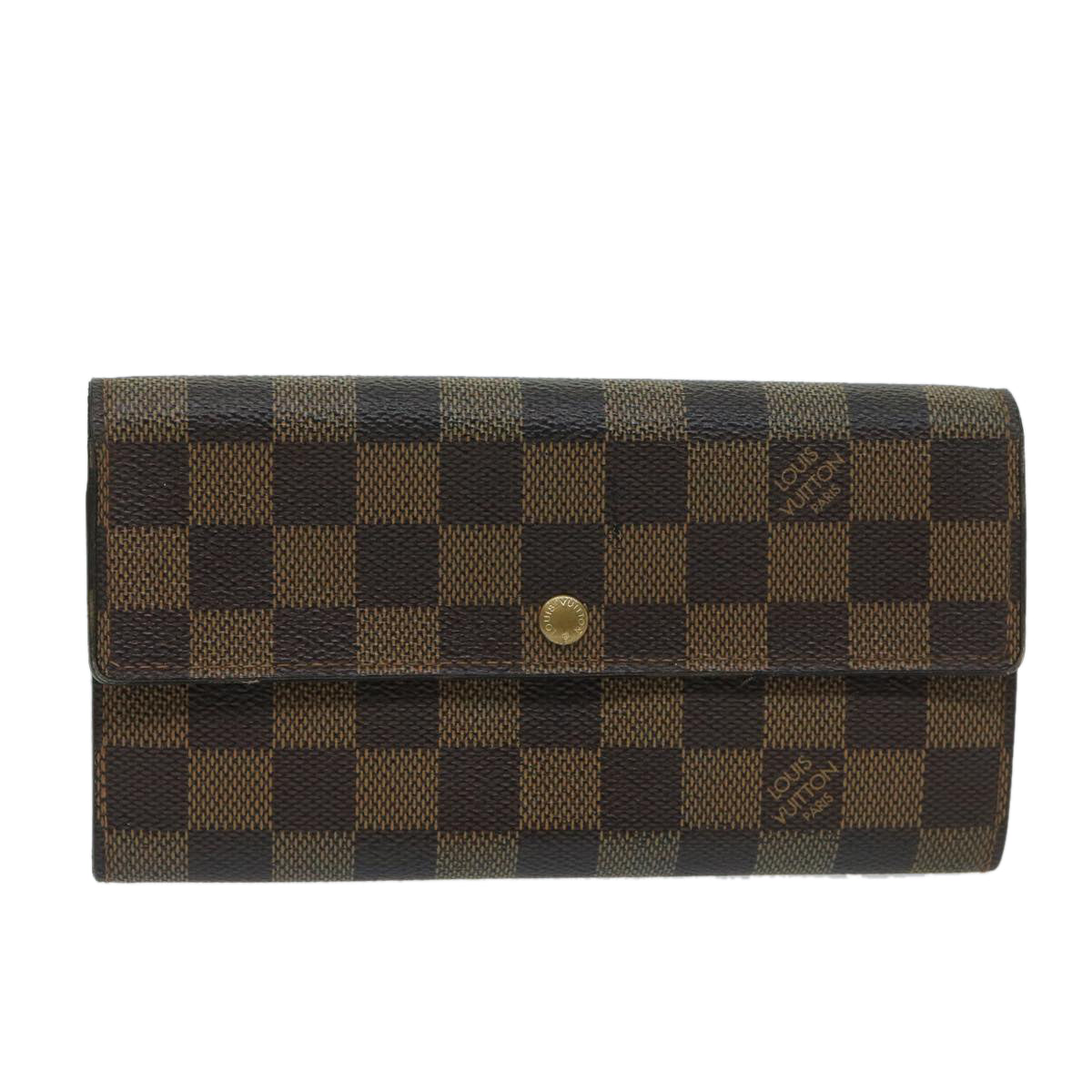 LOUIS VUITTON Damier Ebene Portefeuille Sarah Long Wallet N61734 LV Auth 66317