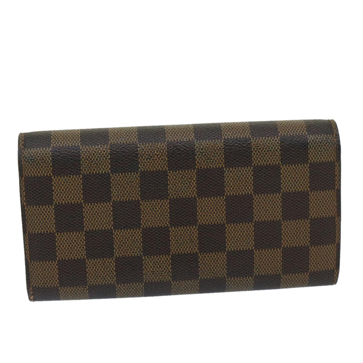 LOUIS VUITTON Damier Ebene Portefeuille Sarah Long Wallet N61734 LV Auth 66317