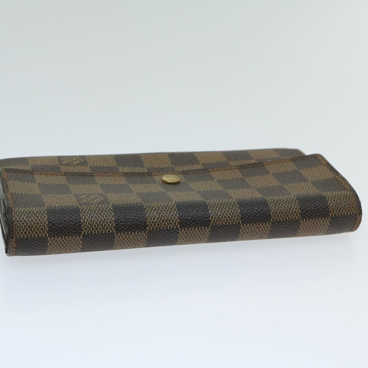 LOUIS VUITTON Damier Ebene Portefeuille Sarah Long Wallet N61734 LV Auth 66317