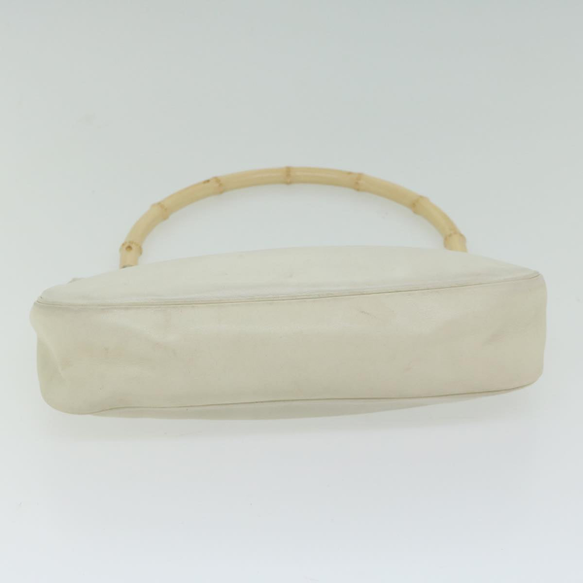 GUCCI Bamboo Hand Bag Leather White Auth 66322