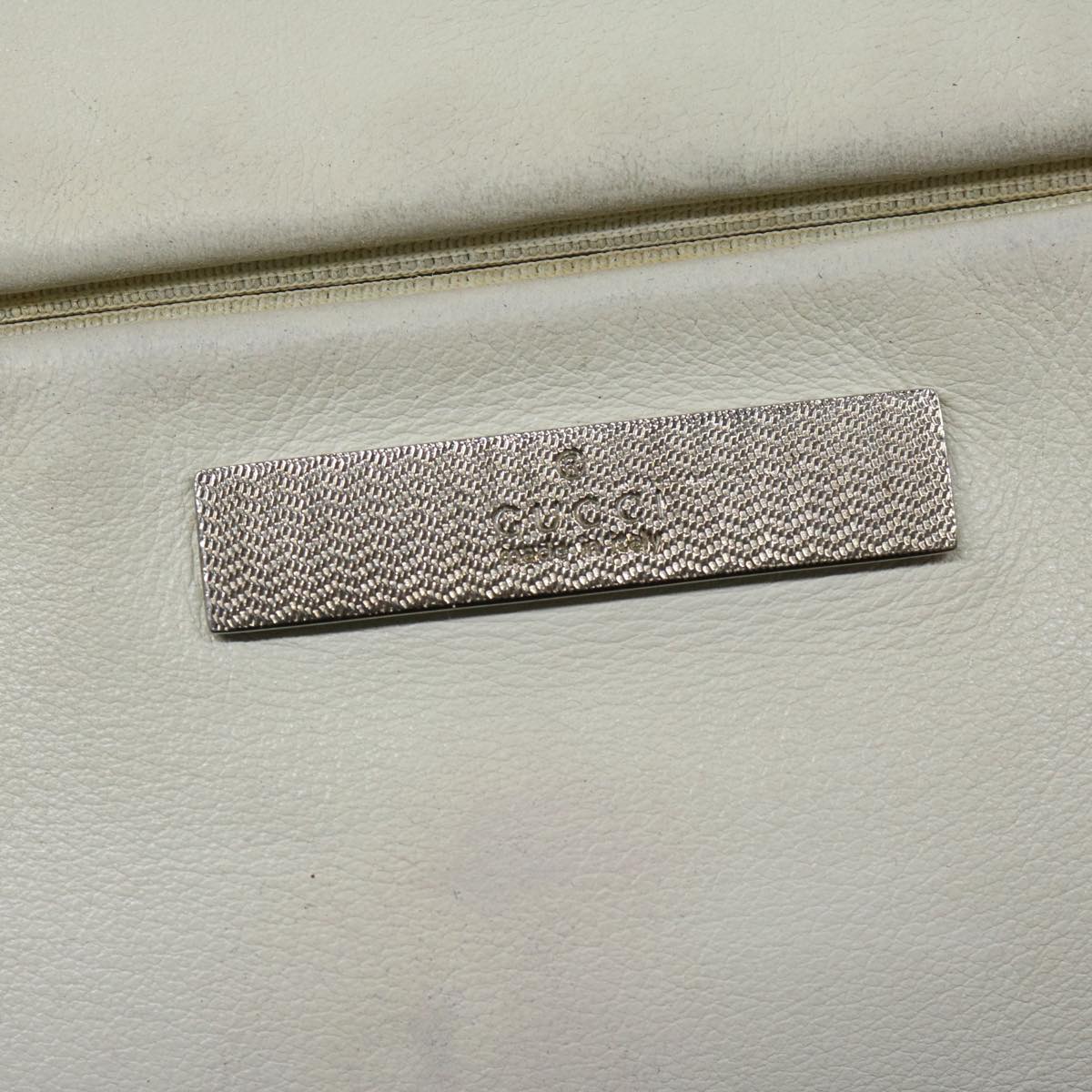 GUCCI Bamboo Hand Bag Leather White Auth 66322