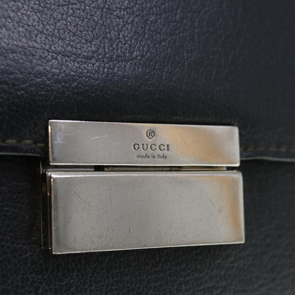 GUCCI Clutch Bag Leather Black Auth 66343