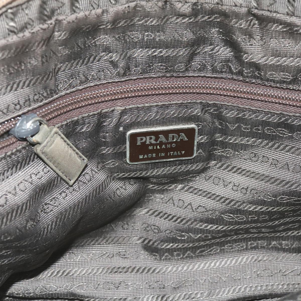 PRADA Hand Bag Nylon Beige Auth 66368