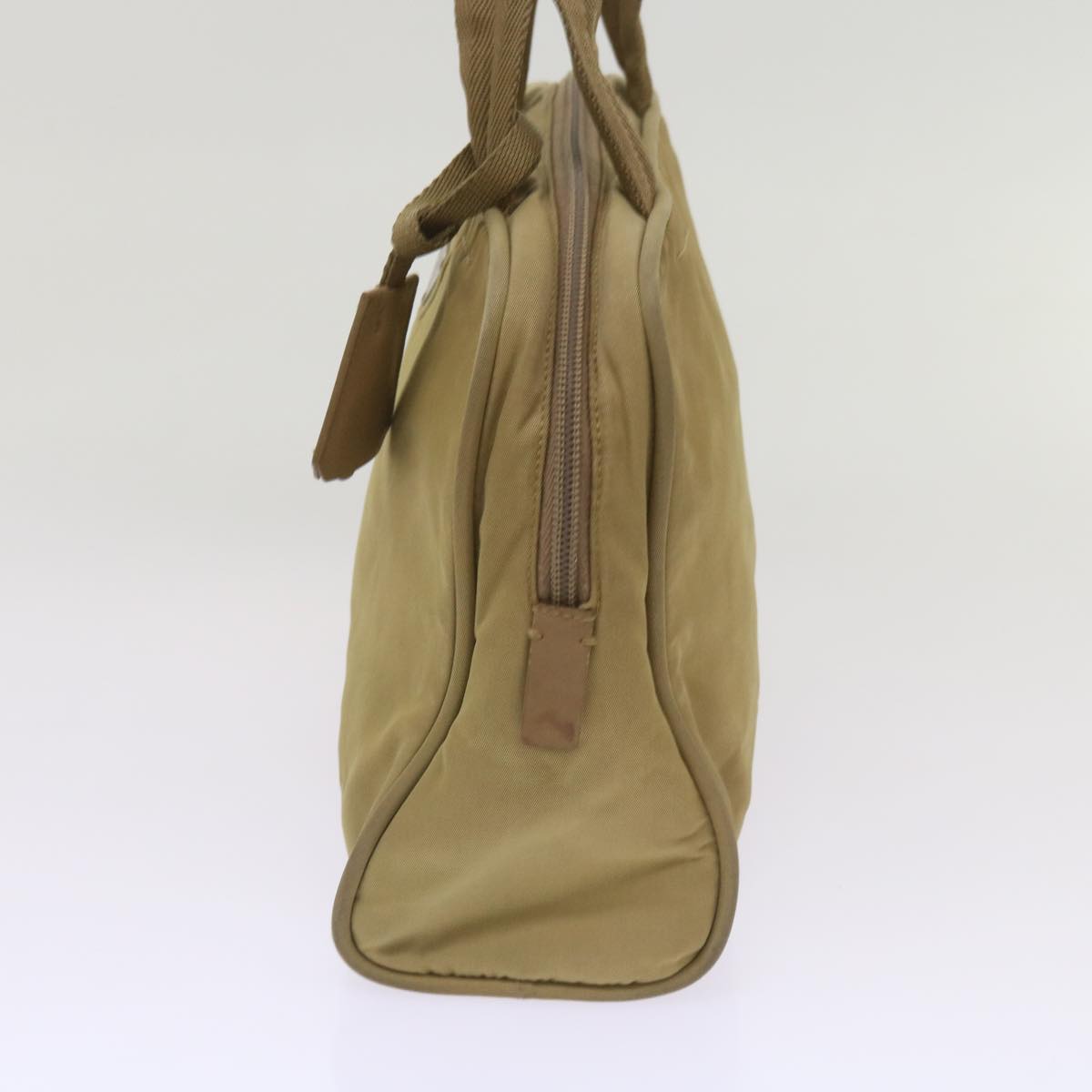 PRADA Hand Bag Nylon Beige Auth 66368