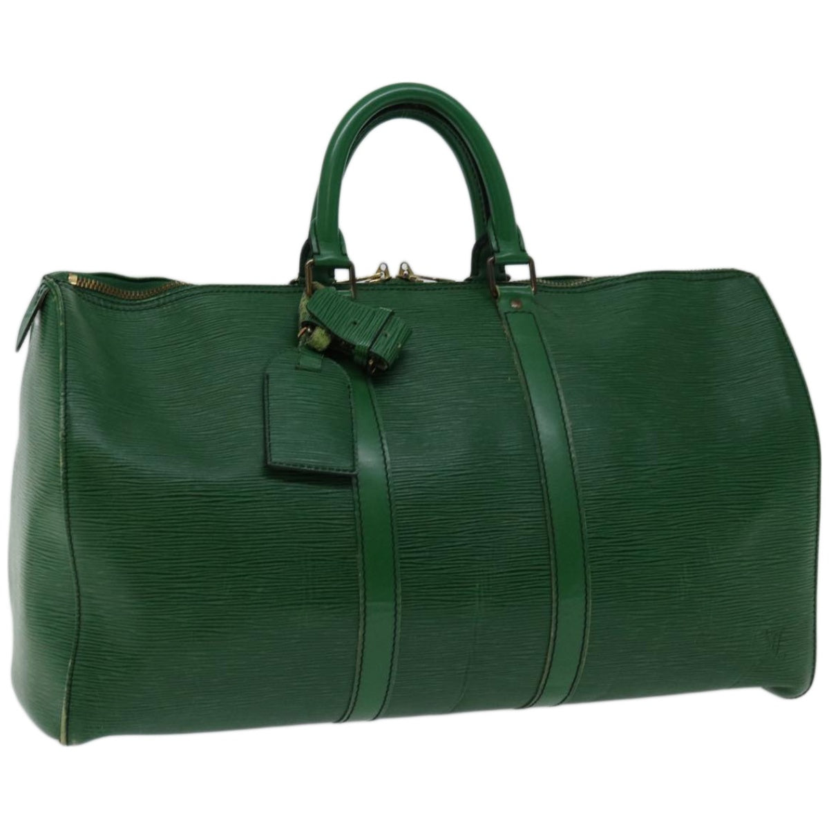 LOUIS VUITTON Epi Keepall 45 Boston Bag Green M42974 LV Auth 66402