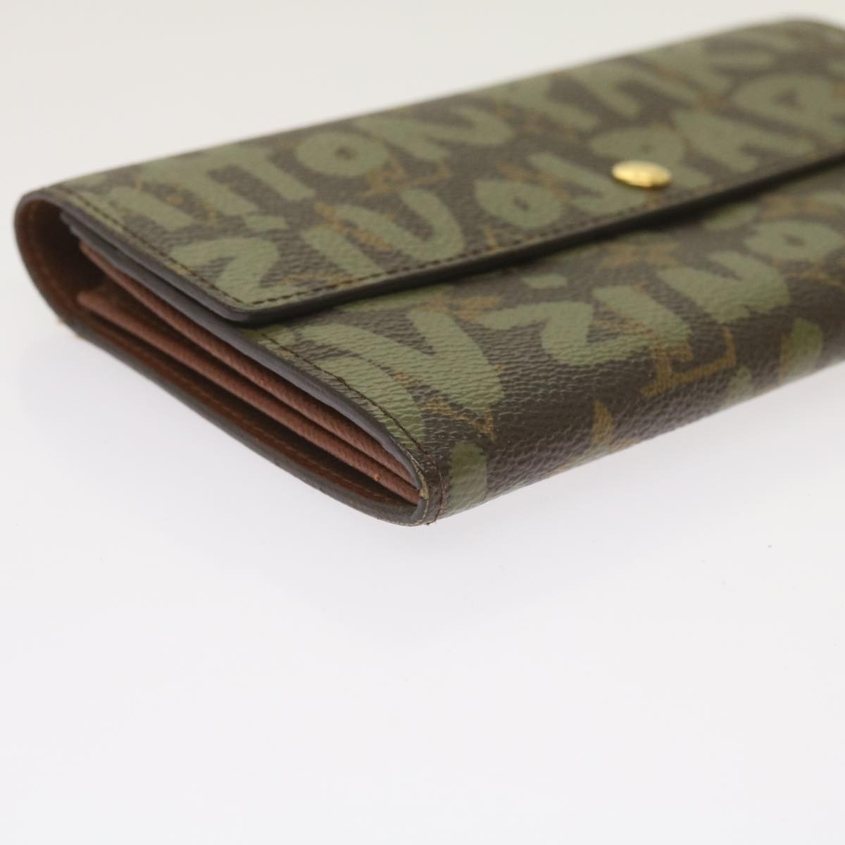 LOUIS VUITTON Monogram Graffiti Porte Monnaie Credit Khaki M92188 LV Auth 66413