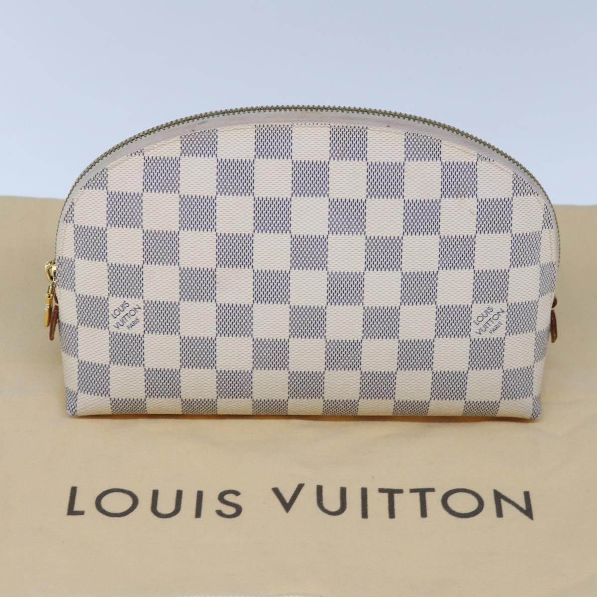 LOUIS VUITTON Damier Azur Pochette Cosmetic GM Pouch N23346 LV Auth 66422