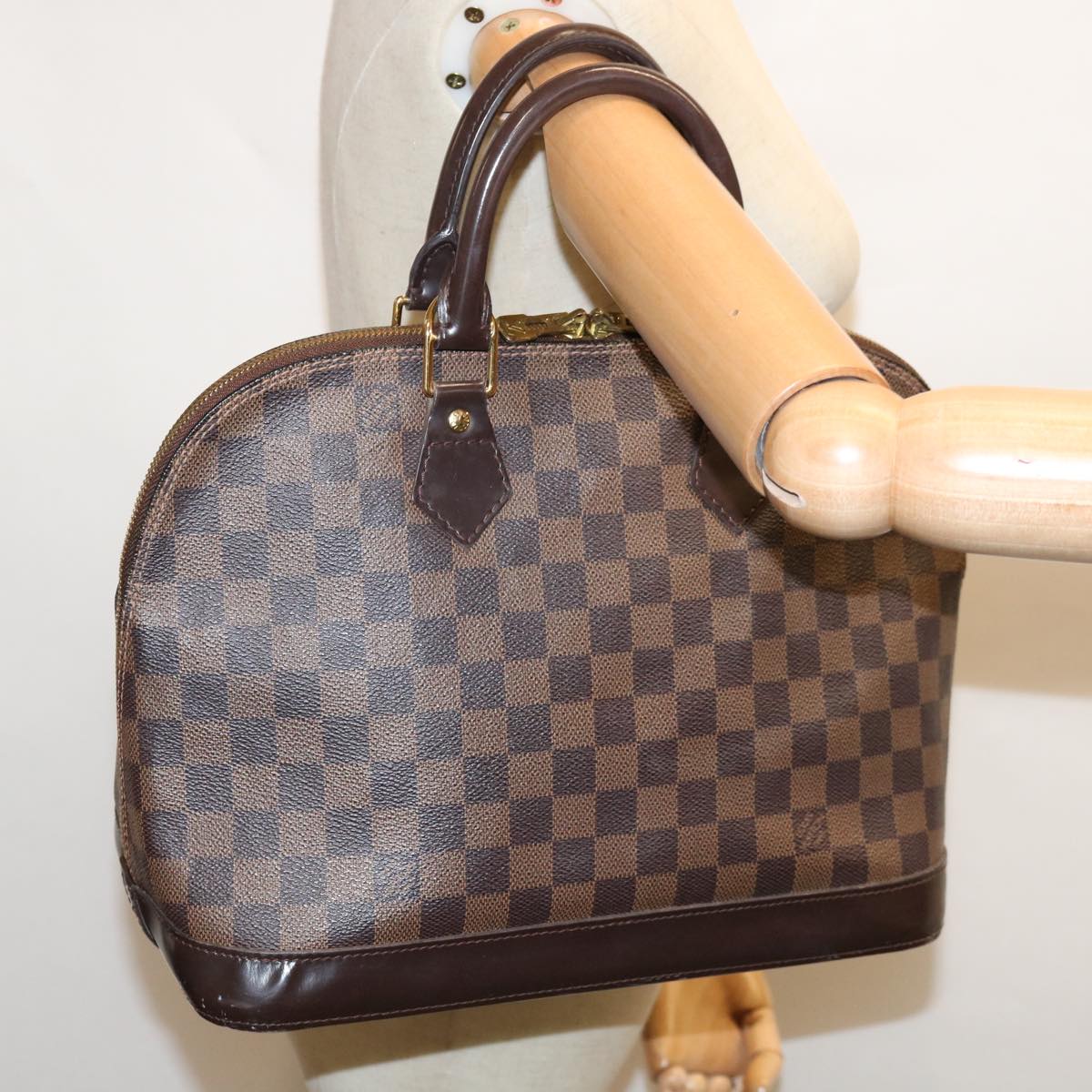 LOUIS VUITTON Damier Ebene Alma Hand Bag N51131 LV Auth 66456