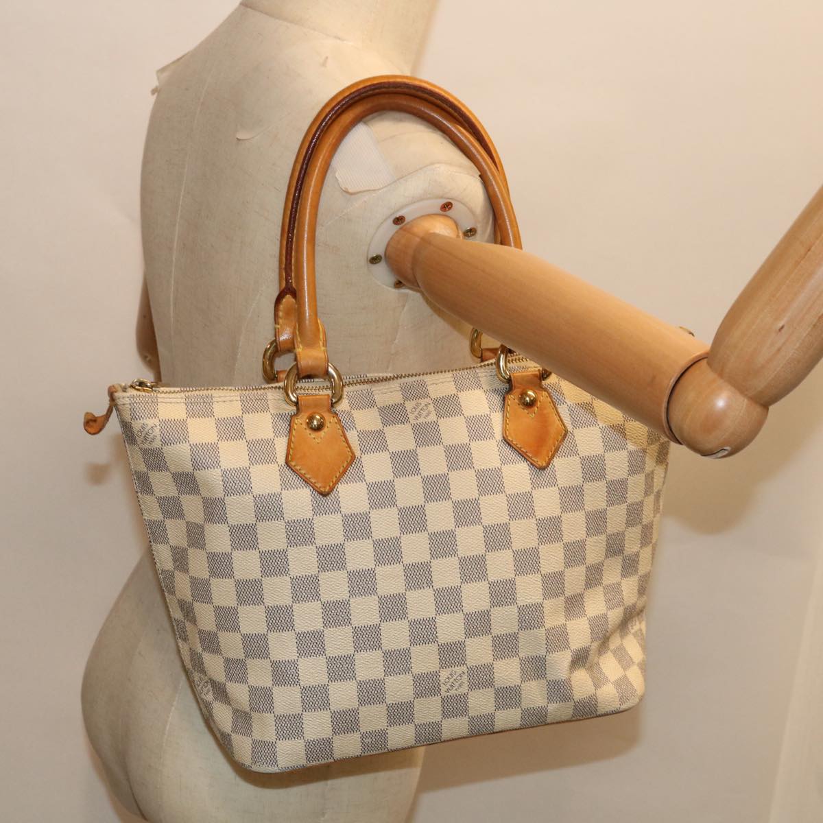 LOUIS VUITTON Damier Azur Saleya PM Tote Bag N51186 LV Auth 66479