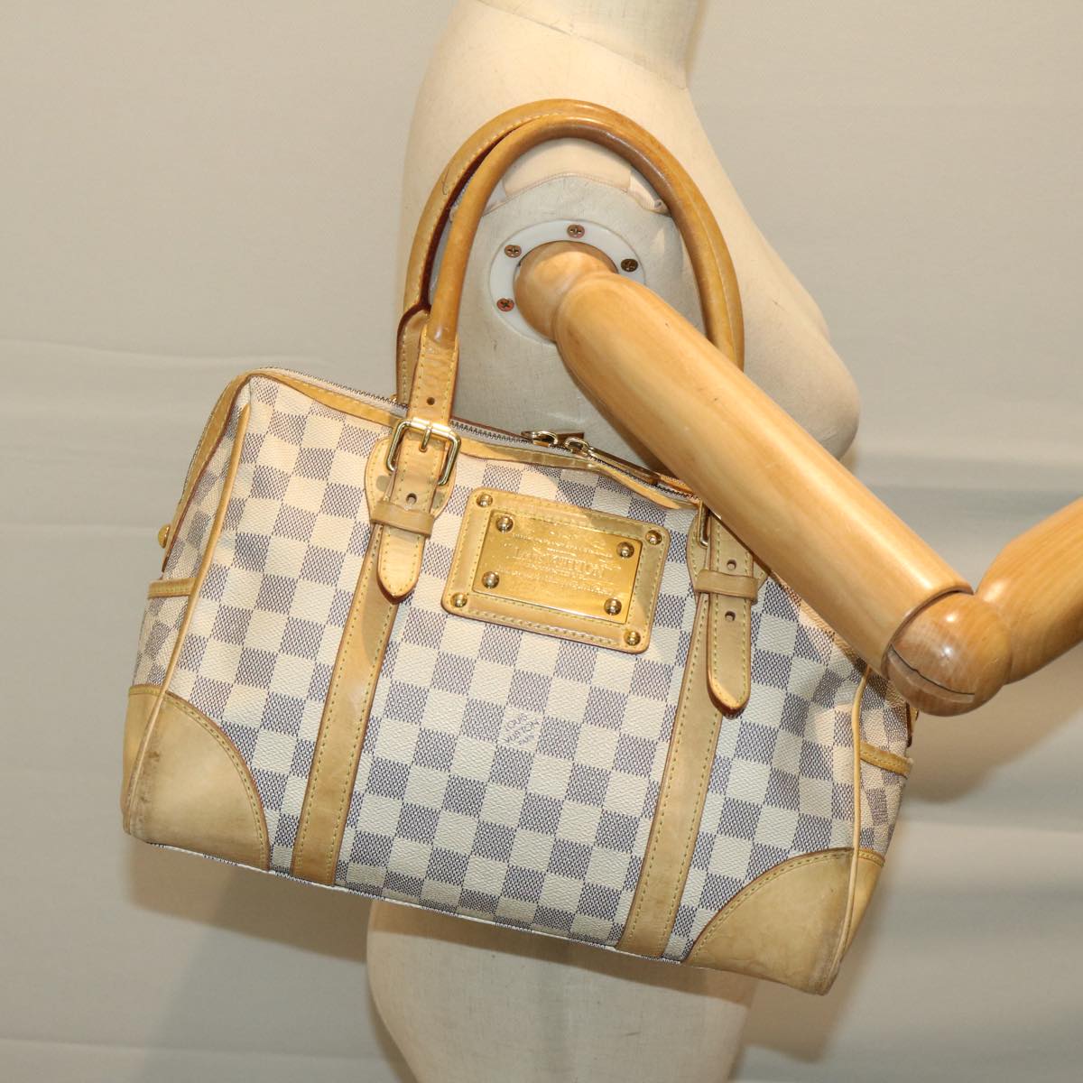 LOUIS VUITTON Damier Azur Berkeley Hand Bag N52001 LV Auth 66486