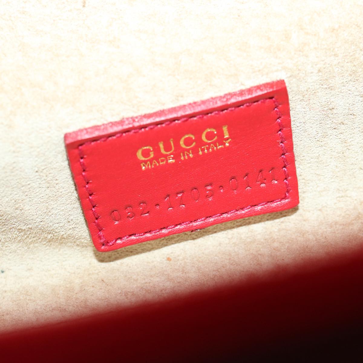 GUCCI Vanity Cosmetic Pouch Suede Red 032 1705 0141 Auth 66538