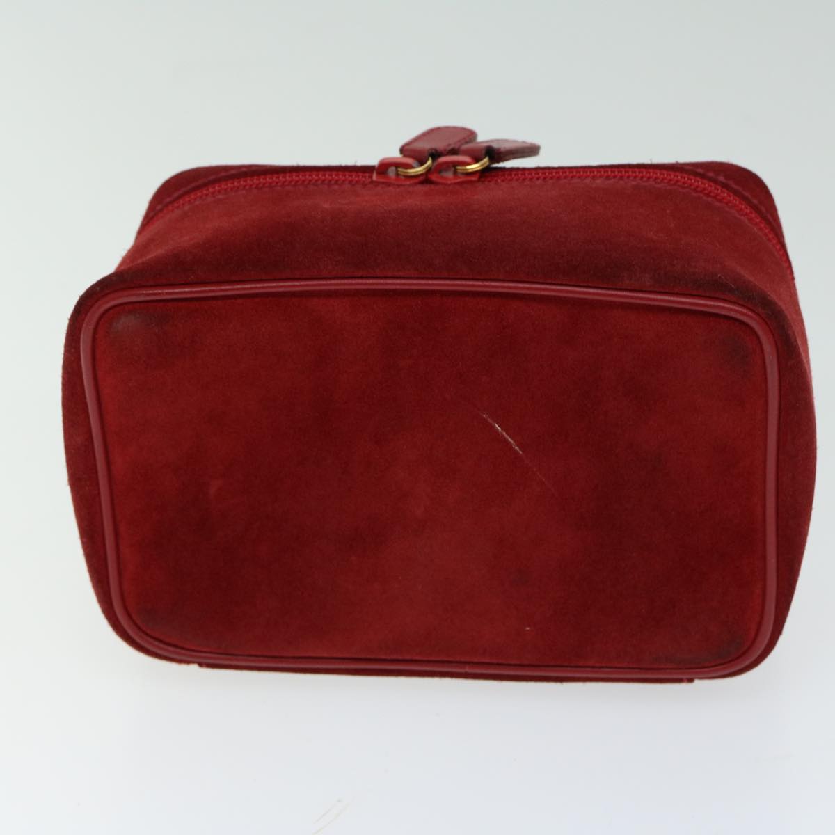 GUCCI Vanity Cosmetic Pouch Suede Red 032 1705 0141 Auth 66538