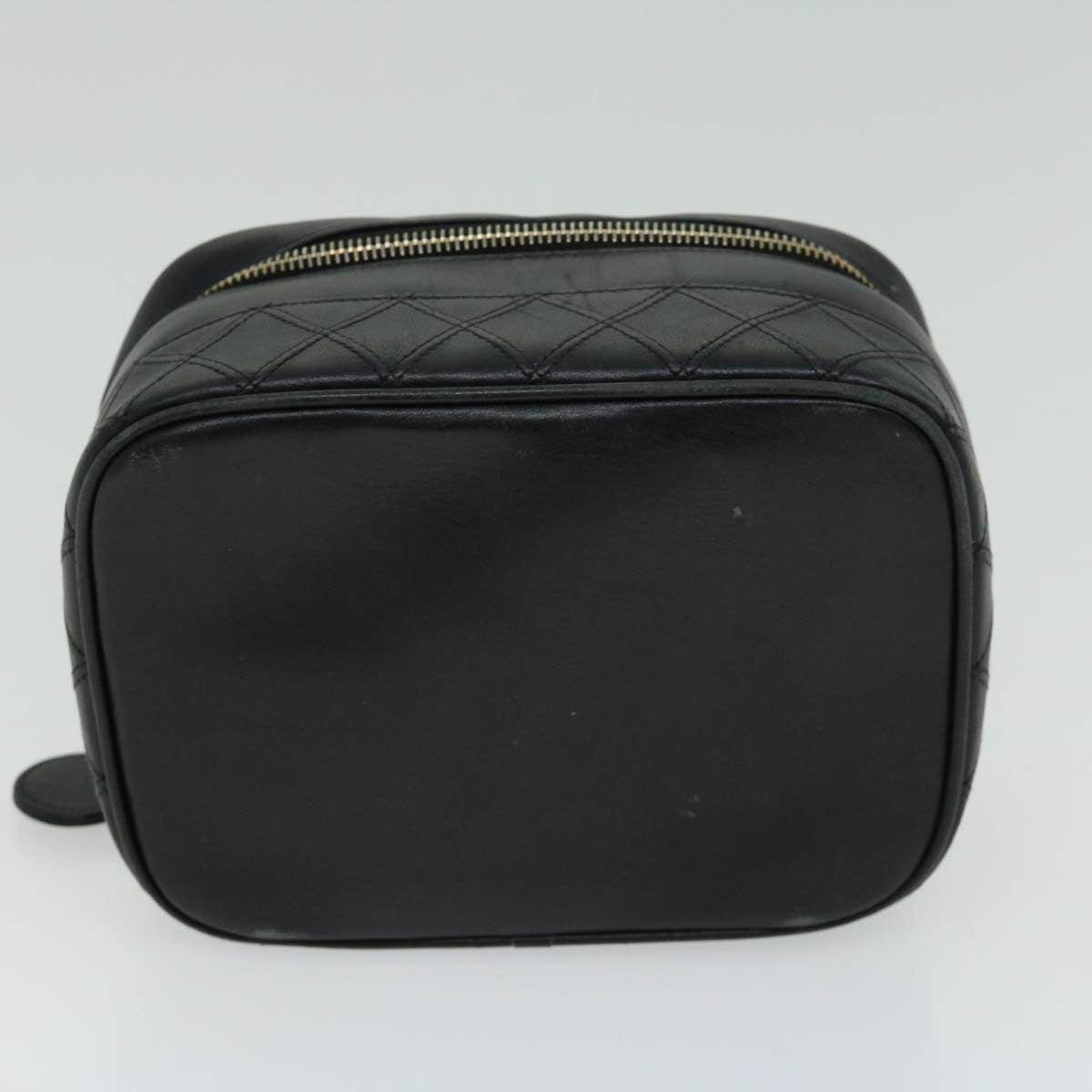 CHANEL Bicolole Vanity Cosmetic Pouch Leather Black CC Auth 66585