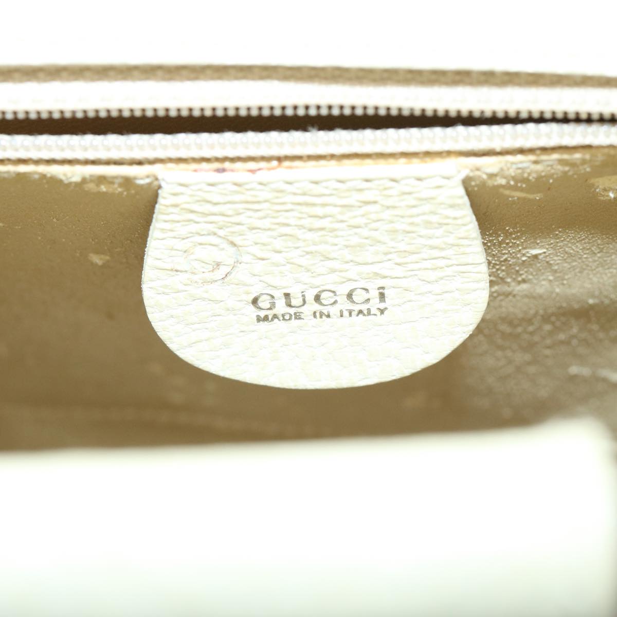 GUCCI Hand Bag Leather Outlet 2way Cream Auth 66587