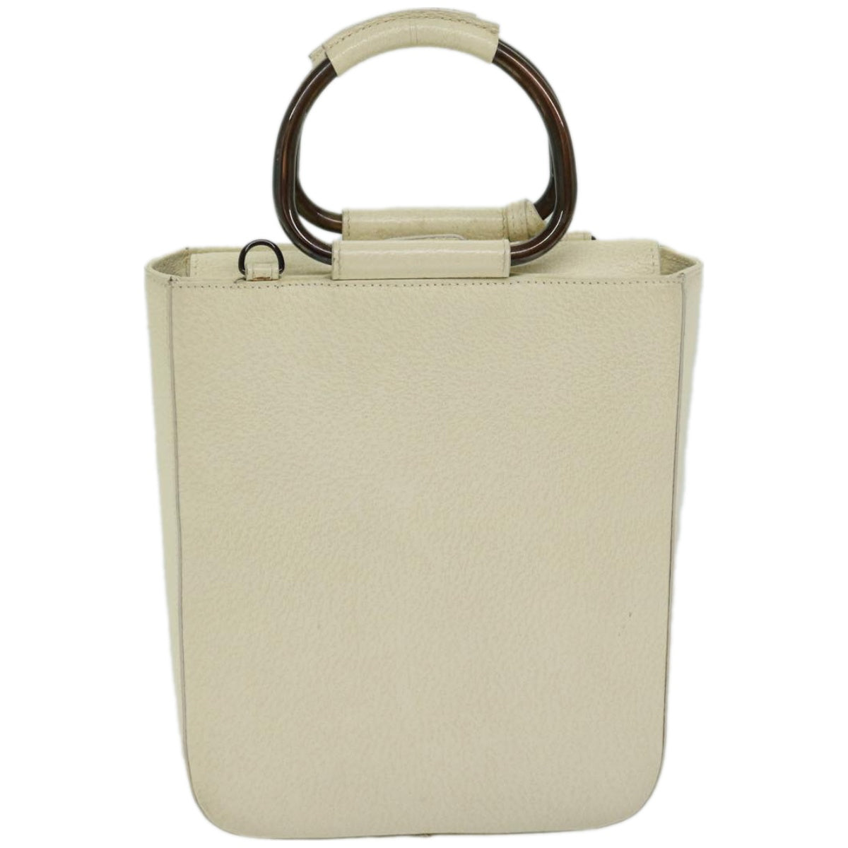 GUCCI Hand Bag Leather Outlet 2way Cream Auth 66587