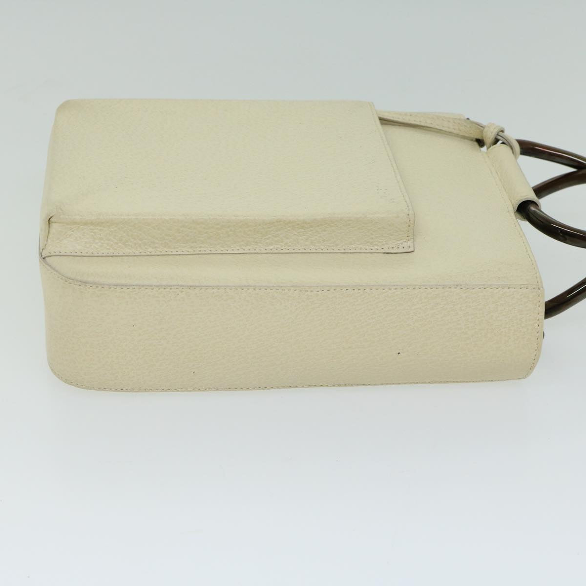 GUCCI Hand Bag Leather Outlet 2way Cream Auth 66587