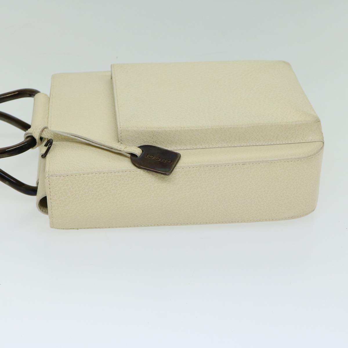 GUCCI Hand Bag Leather Outlet 2way Cream Auth 66587