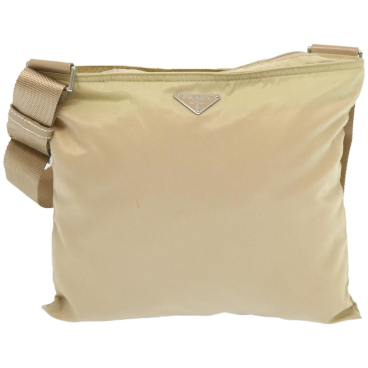 PRADA Shoulder Bag Nylon Beige Auth 66591