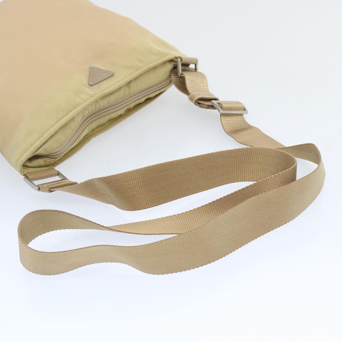 PRADA Shoulder Bag Nylon Beige Auth 66591