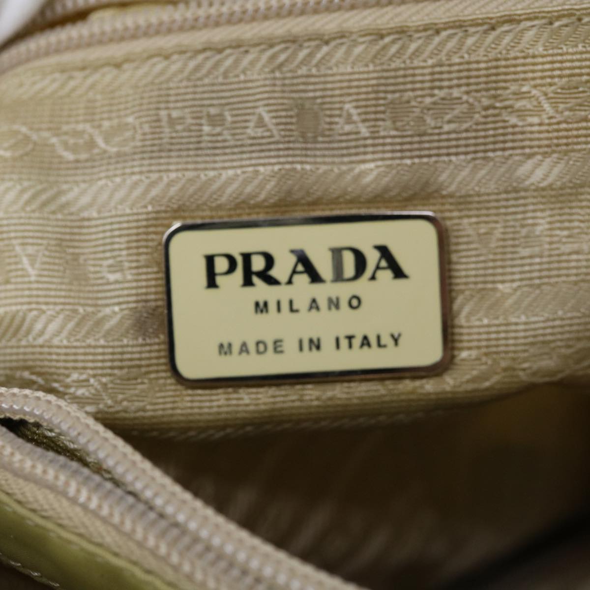 PRADA Hand Bag Nylon Cream Auth 66593