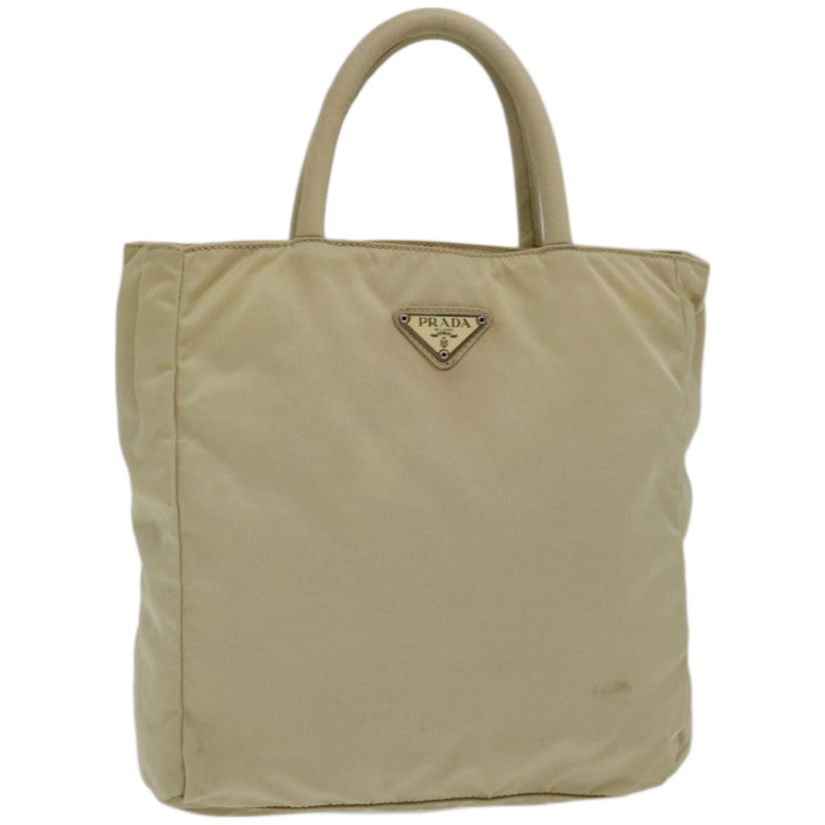 PRADA Hand Bag Nylon Cream Auth 66593