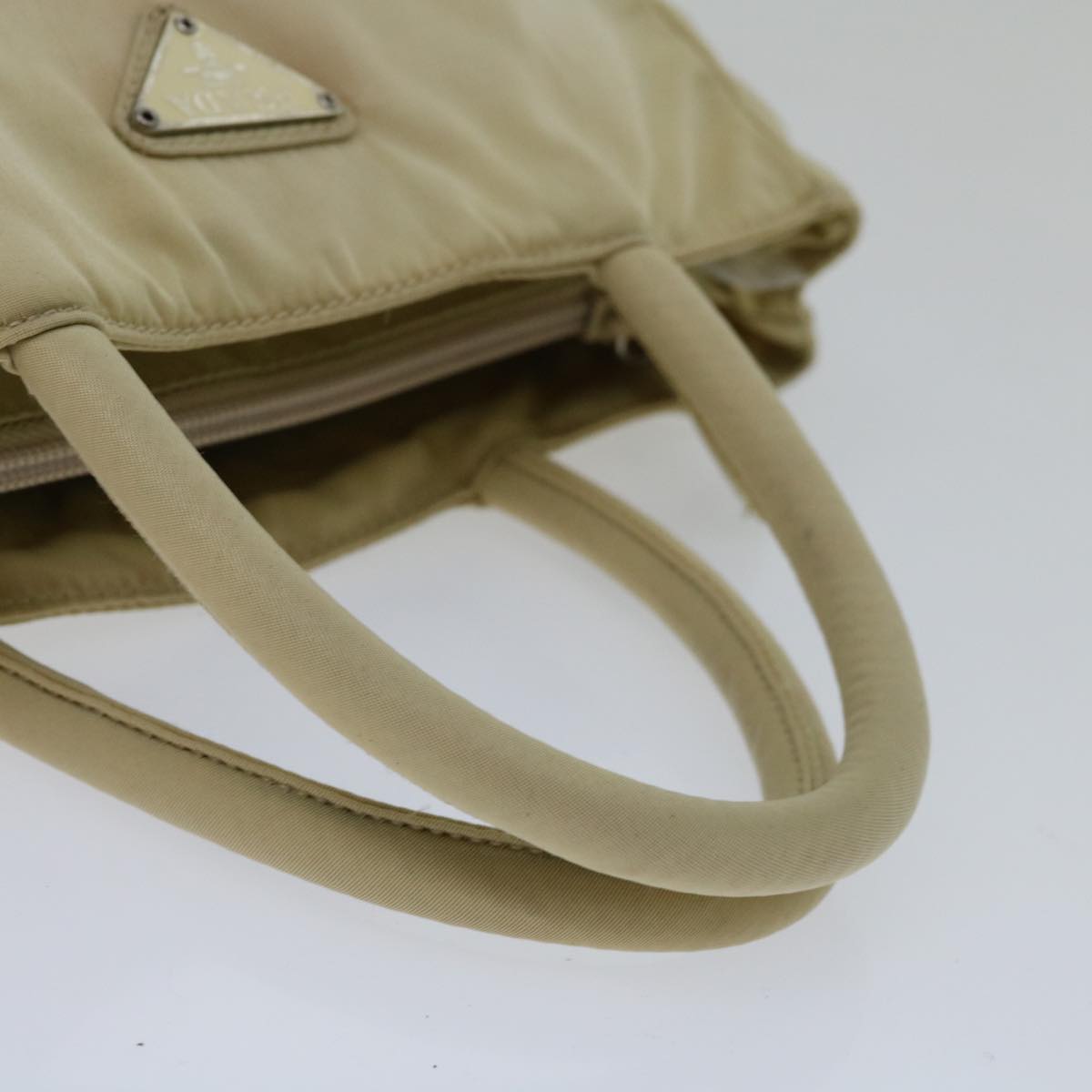 PRADA Hand Bag Nylon Cream Auth 66593